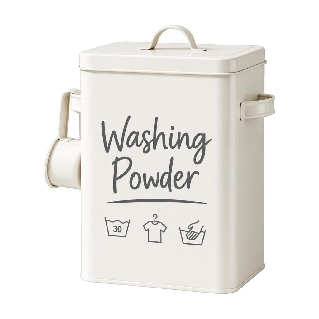 Rectangular Metal Washing Powder Canister with Handles DampresistantResistant Laundry Storage Tin