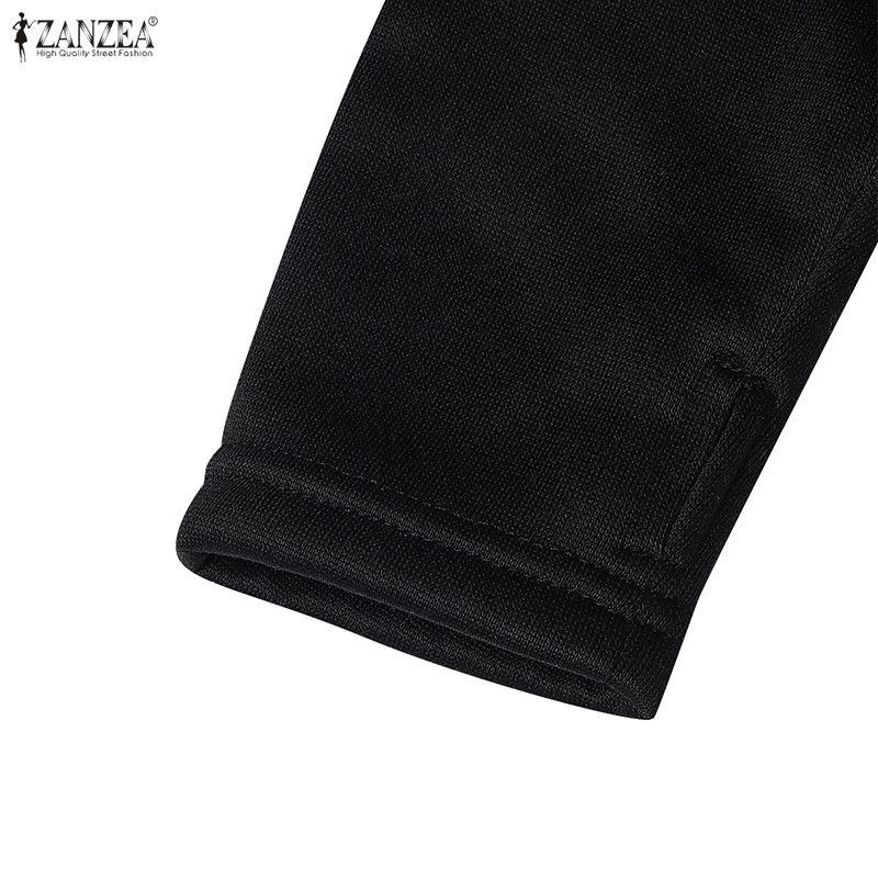 ZANZEA Women Hoodies Casual Patchwork Long Sleeve Hooded Sweatshirt Dress