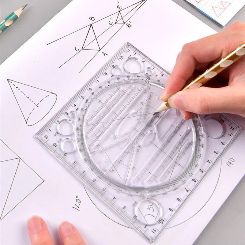 Ruler Set Solid Geometry Ellipse Drawing Icon Measurement Multifunctional Office School Supplies Construction Architect Tool