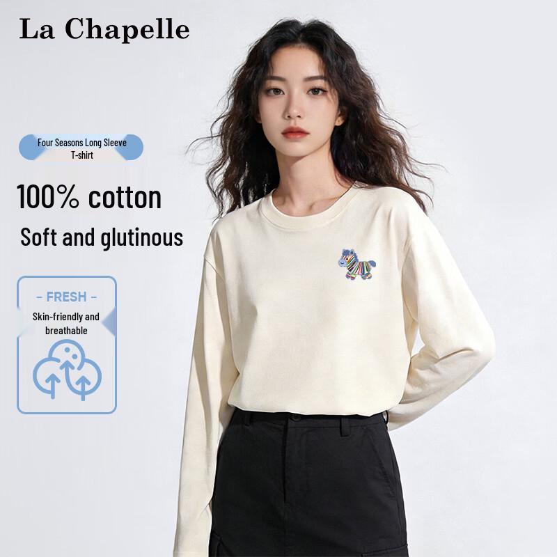 La Chapelle Women's Loose Fit Rainbow Pony Long Sleeve Top