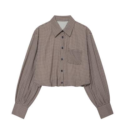 European and American Style, New Women's Clothing, Fashionable, Versatile, Casual Style Design Small Plaid Short Shirt