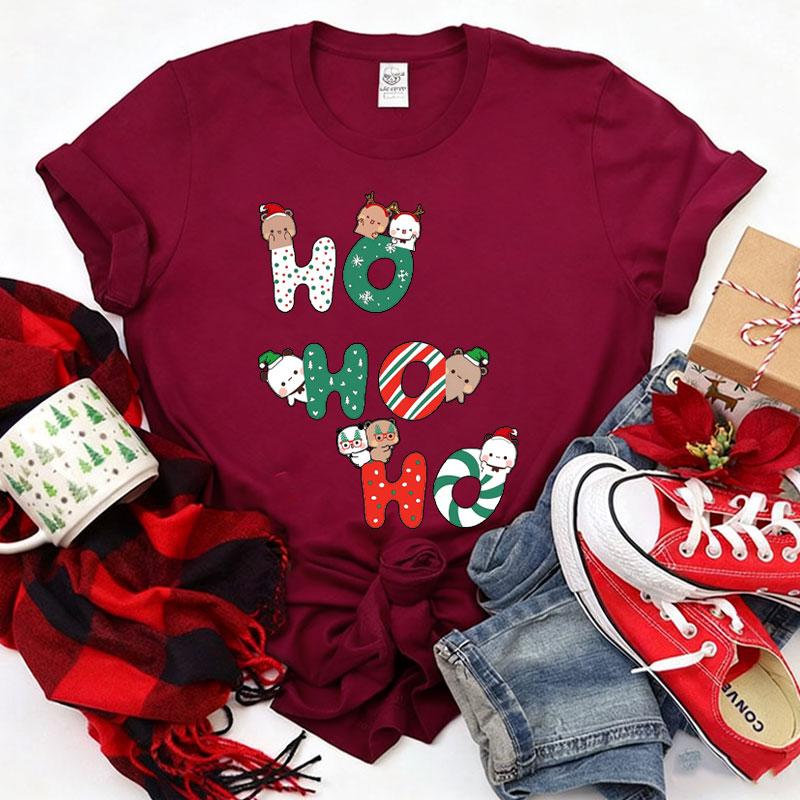Kawaii Bubu Dudu Merry Christmas Couple Tshirt Trendy Funny Cartoon Anime Shirt Fashion Holiday Party Celebrate Cotton Tees