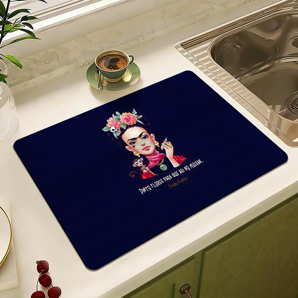 Tappetino da Pavimento Hot Art F-Frida K-Kahlo Tappetino da Pavimento in Diatomea Asciugatura Rapida Resistente agli Odori Antiscivolo Tappetino da Bagno Cucina