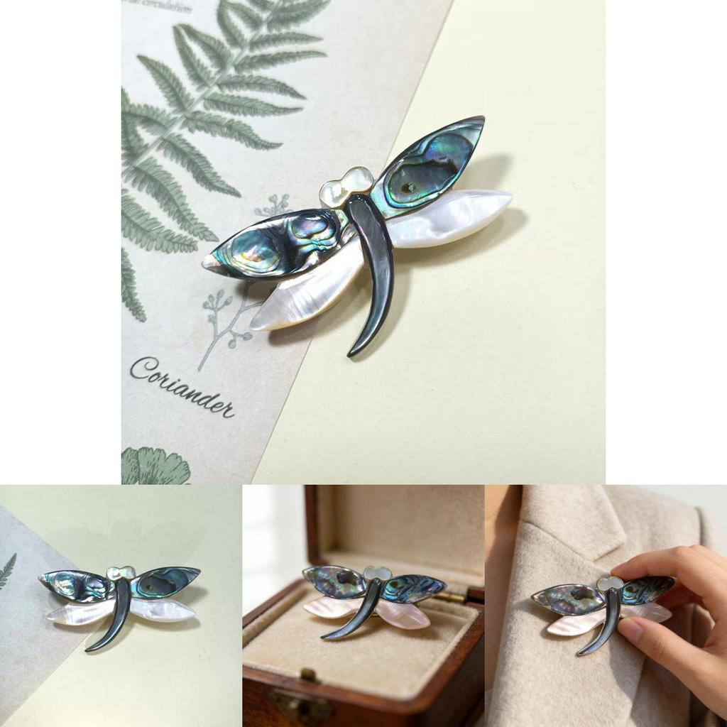 Shell Dragonfly Cartoon Brooch With Handcrafted Inlay For Girls And Women