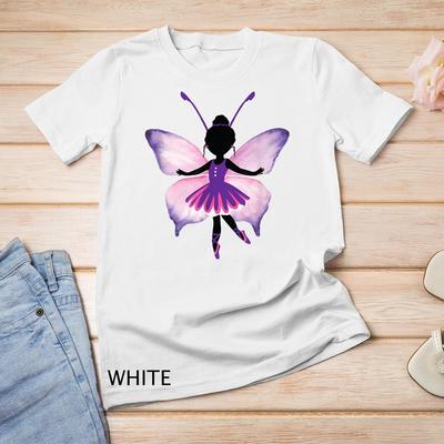 Niedliche Ballerina mit Schmetterlingsflügeln Unisex-T-Shirt