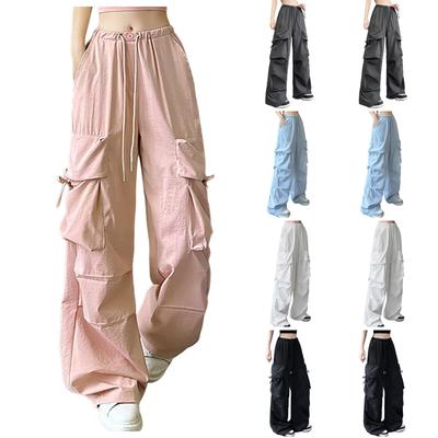 Women's Solid Color Casual Pants Elastic Waist Sprort Pants With Pockets