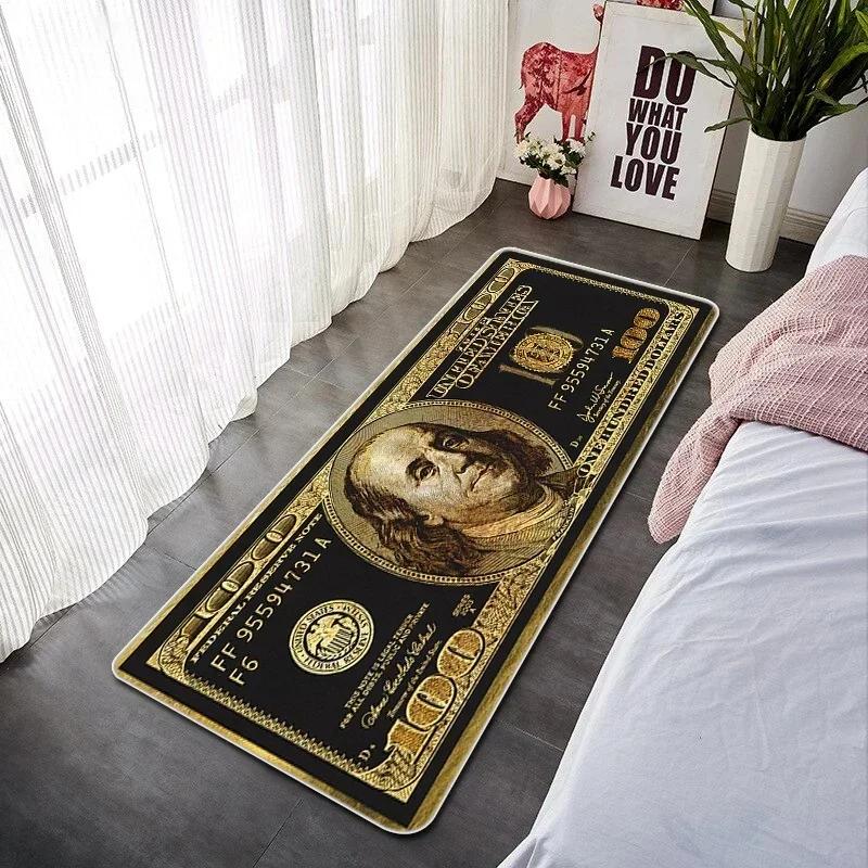 Creative Banknote Long Strip Floor Mat Soft And Anti-Slip Bedroom Bedside Blanket Bay Window Blanket Home Decoration