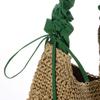 Drawstring frill handle woven tote bag