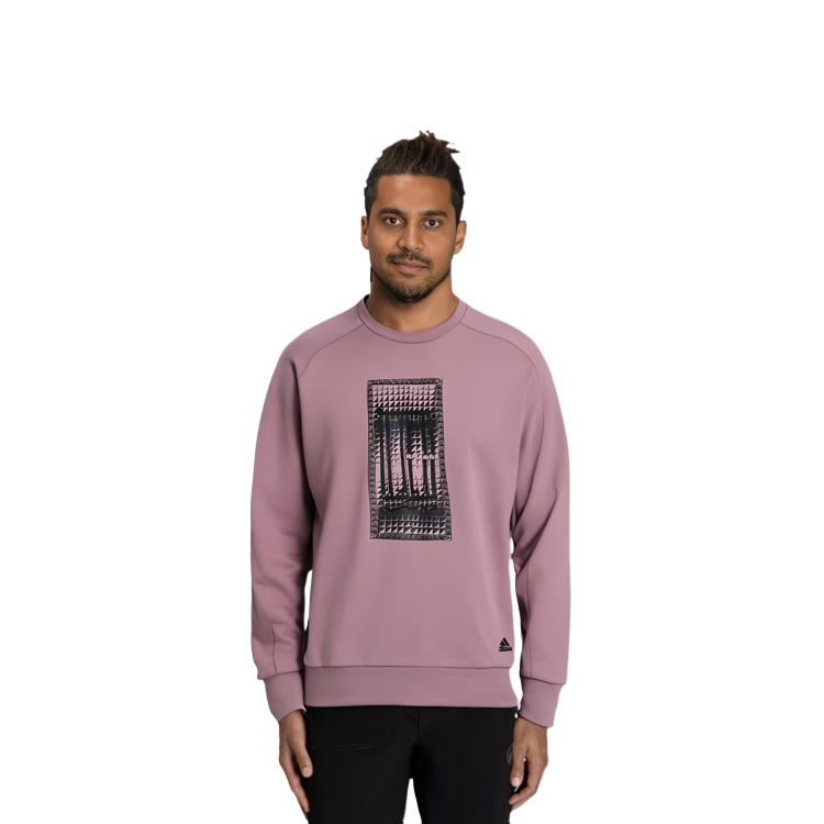 Adidas Sweatshirts Men's Pink Crew Neck Moderate Regular HN8971