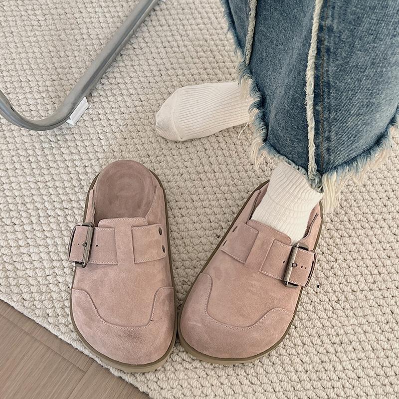 New bag head thick-soled slippers women's retro outer wear one pedal and half drag