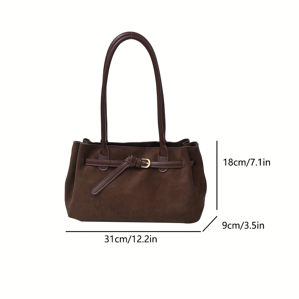 Women's small handbag, casual, large capacity, new retro style, faux suede, women's shoulder bag, commuting, work, tote bag
