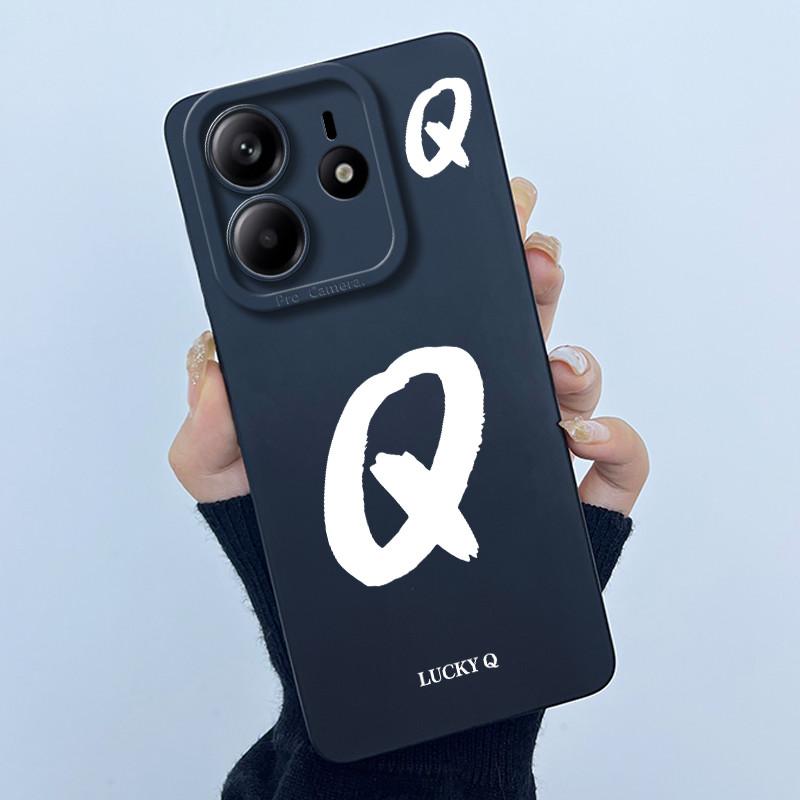 For Xiaomi Redmi Note 14 5G Cover Case Lucky Initial Letter Couple Silicone Soft Matte Phone Bumper for Redmi Note14 5G Casing