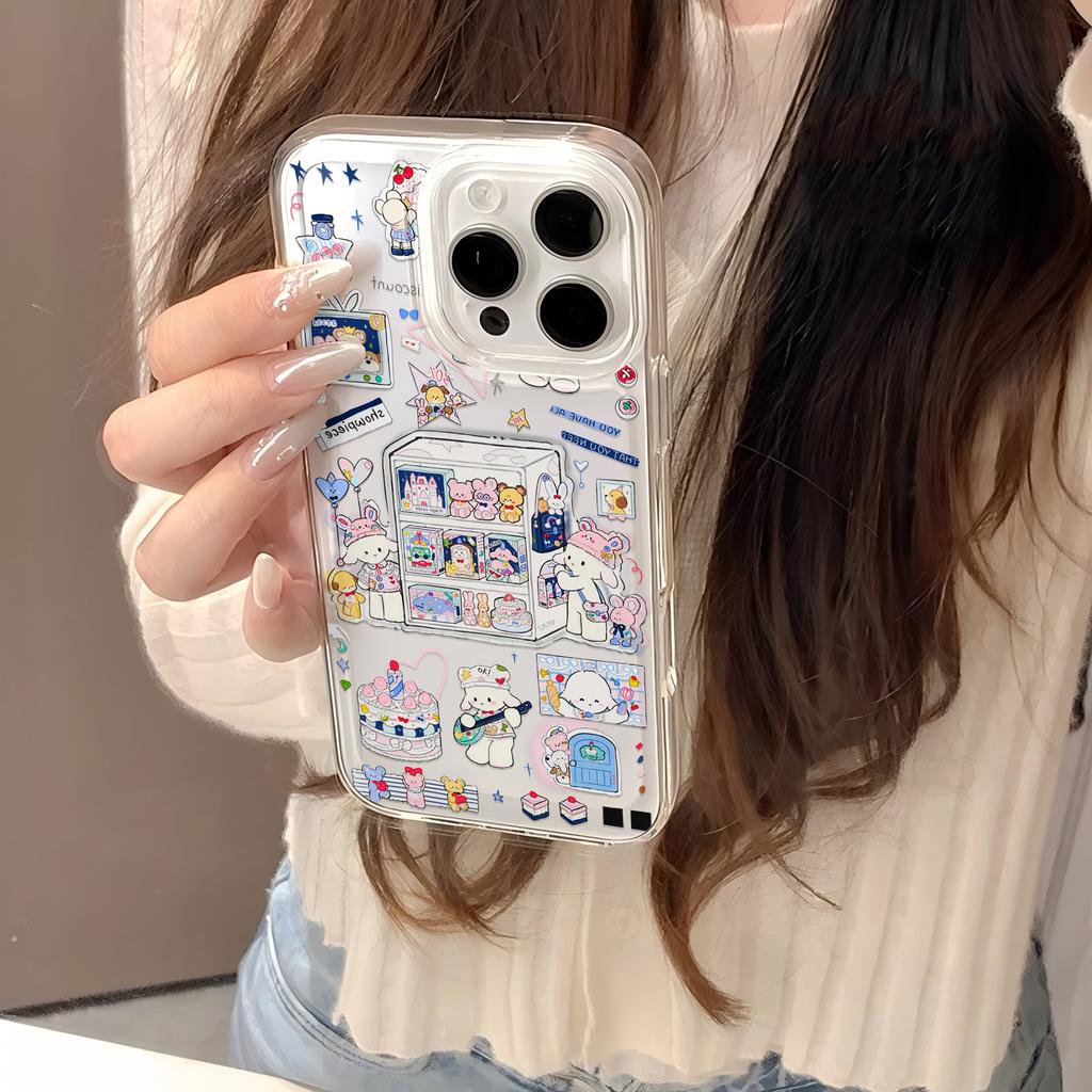 Dreamy INS Kawaii Cartoon Puppy Phone Case For Iphone 17 Air 16 16e 17e 15plus 14 13 12 11 Pro Max Clear Soft Durable Back Cover