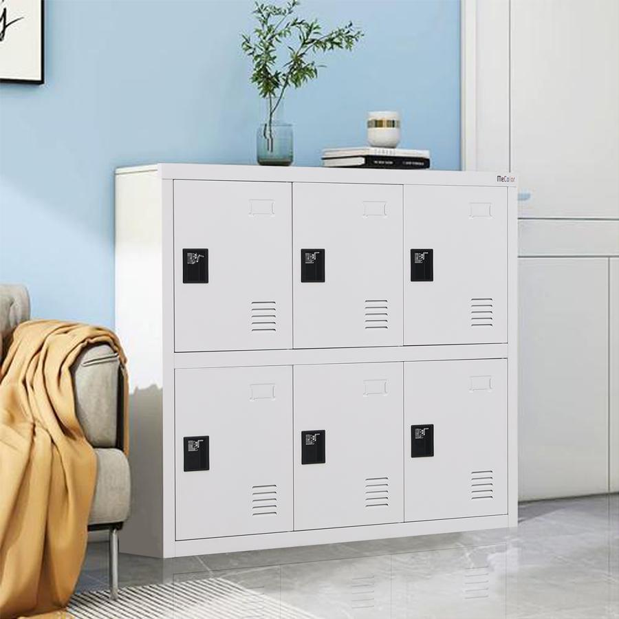 6 Door Lockable Cabinets for Home Office Gym Workshop Warehouse Bedroom Storage with Lock Latch
