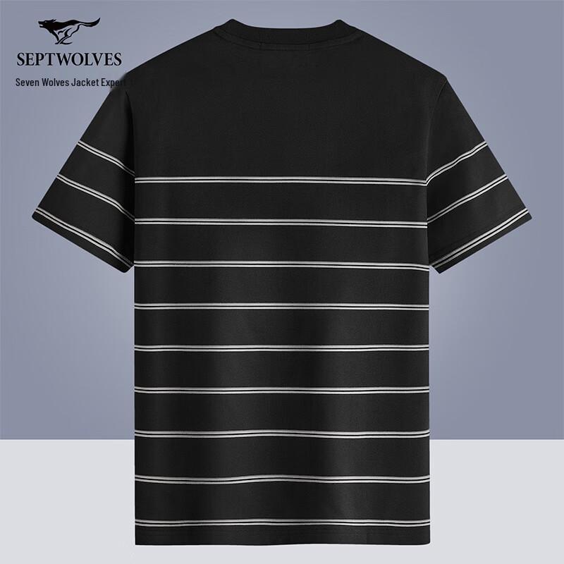 Septwolves Men's Cooling Anti-Bacterial Striped Round Neck T-Shirt