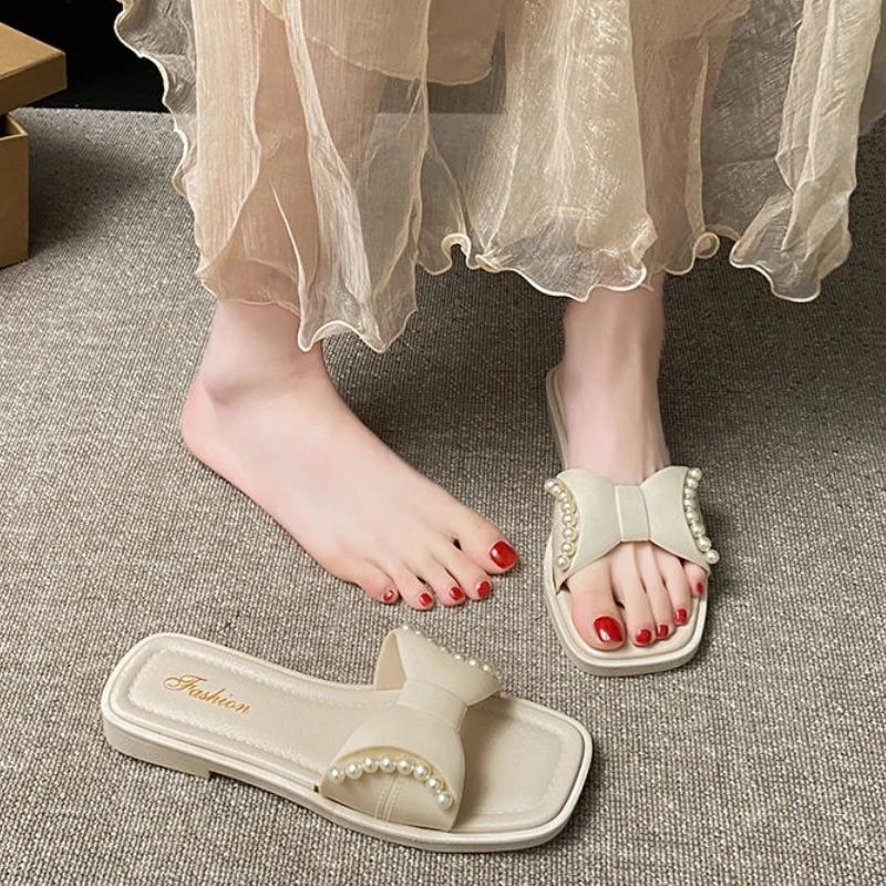 Woman Slippers Pearl Outside Slides Designer Luxury Korea Style Wholesale On Sale Sandals Promotion Top Designs Shoes for Women
