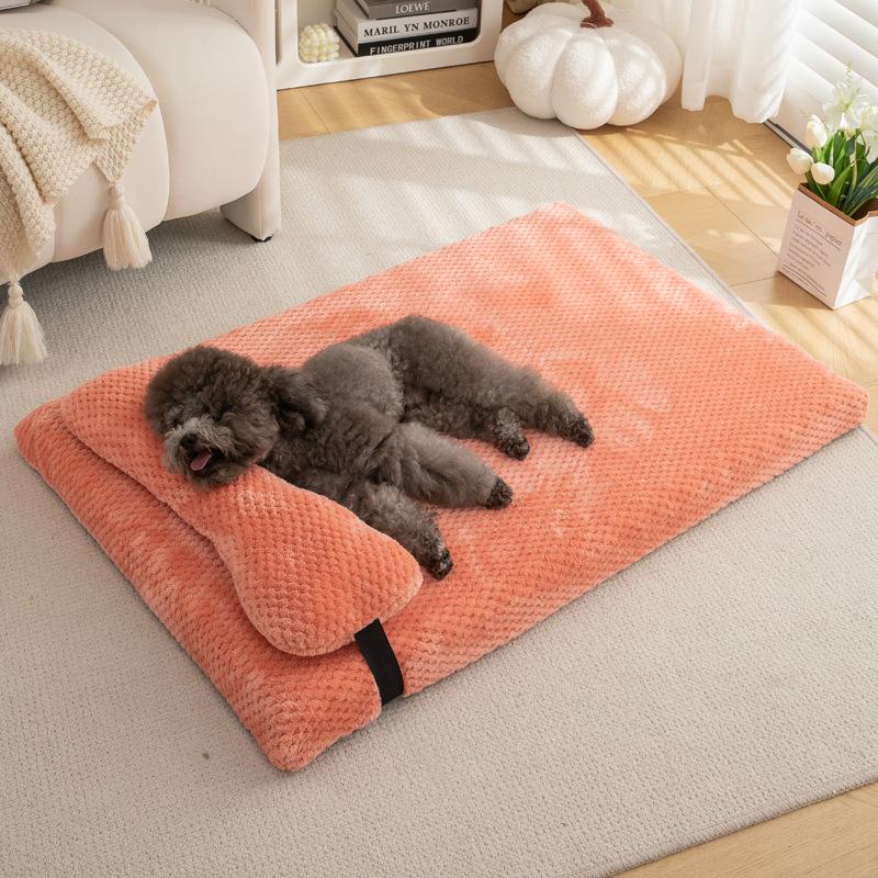 New Pineapple Lattice Pet Bed Warm Winter Cat Dog Cushion Soft Washable Mat Bedding for Medium Large Pets Cozy Home Nest