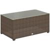 90 X 50cm Glass Top Rattan Side Table Brown