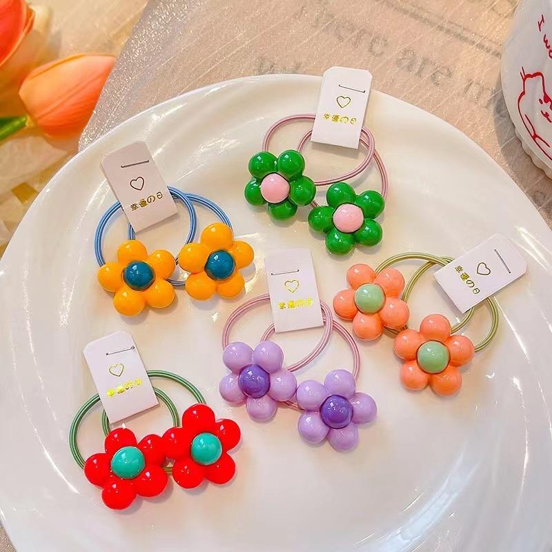 2PCS New Cute Princess Glossy Flower Girls Hairpins Children Headwear Hairgrip Hair Clips Barrettes Hair Accessories