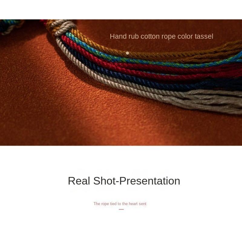 Hand-woven Colorful Hand Rope Plain Rope Hand Rubbing Cotton Bracelet Jewelry Ethnic Style Bracelet Adjustable Gift