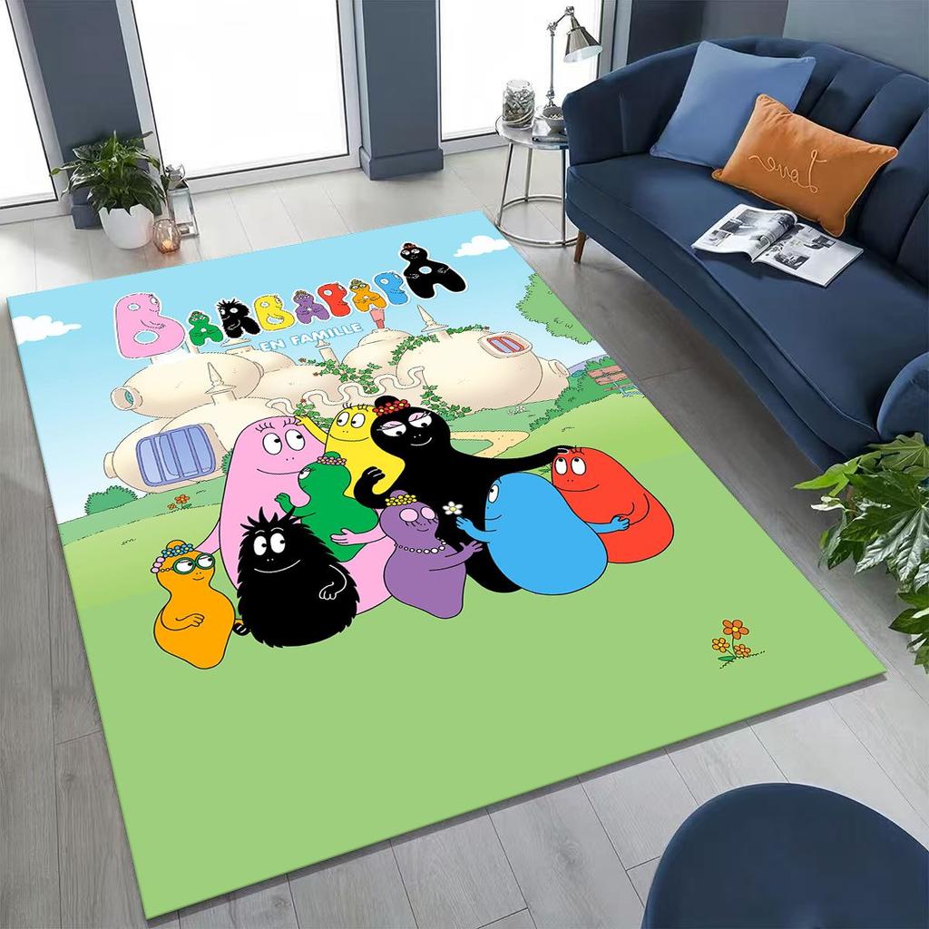 Cartoon Les Barbapapa Barbamama Family Rug for Bedroom Living Room Sofa Home Doormat Decor, Large Kids Play Non-slip Floor Mat