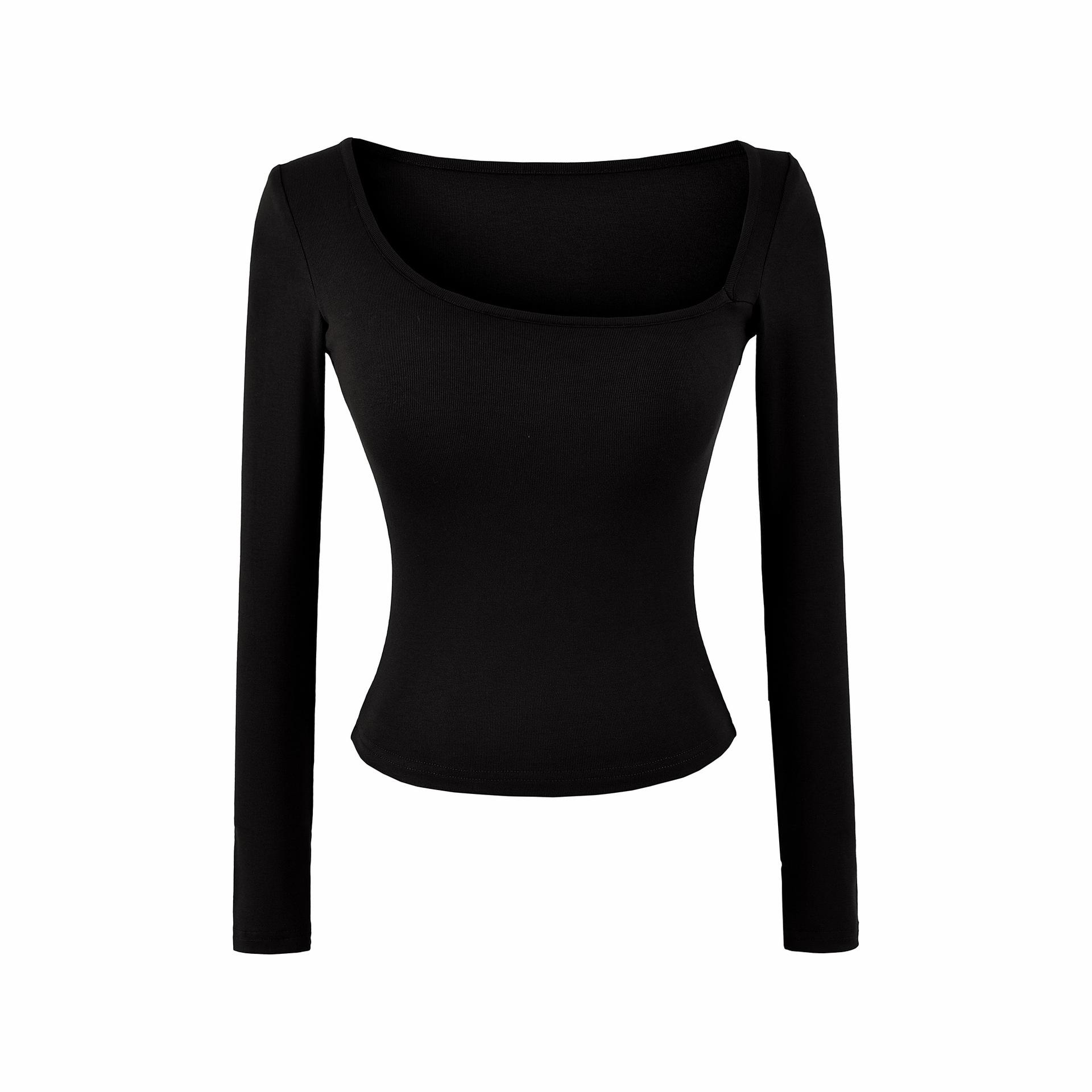 Women s One-Shoulder Long Sleeve Top with Built-in Bra - American Spicy Girl Design, Slim Fit, Autumn Small