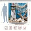 Nautical Lighthouse Shower Curtain Beach Scene with Drifter and Shell Print Shower Curtain with 12 Hooks for Coastal Decoration