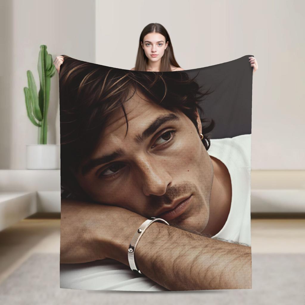 Jacob Elordi Schauspieler Porträt Decke Picknick Flanell Bettwäsche Überwürfe Für Heimdekoration Weich Warm Design Qualität Tagesdecke Geschenkidee