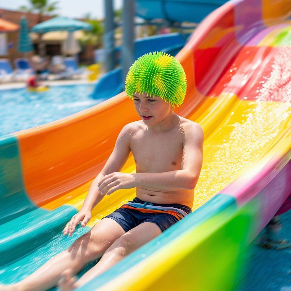 High Elastic Spiky Ball Swim Hat Long Hair Design Sea Urchin Hat Spiky Ball Prank Hat Beach Party