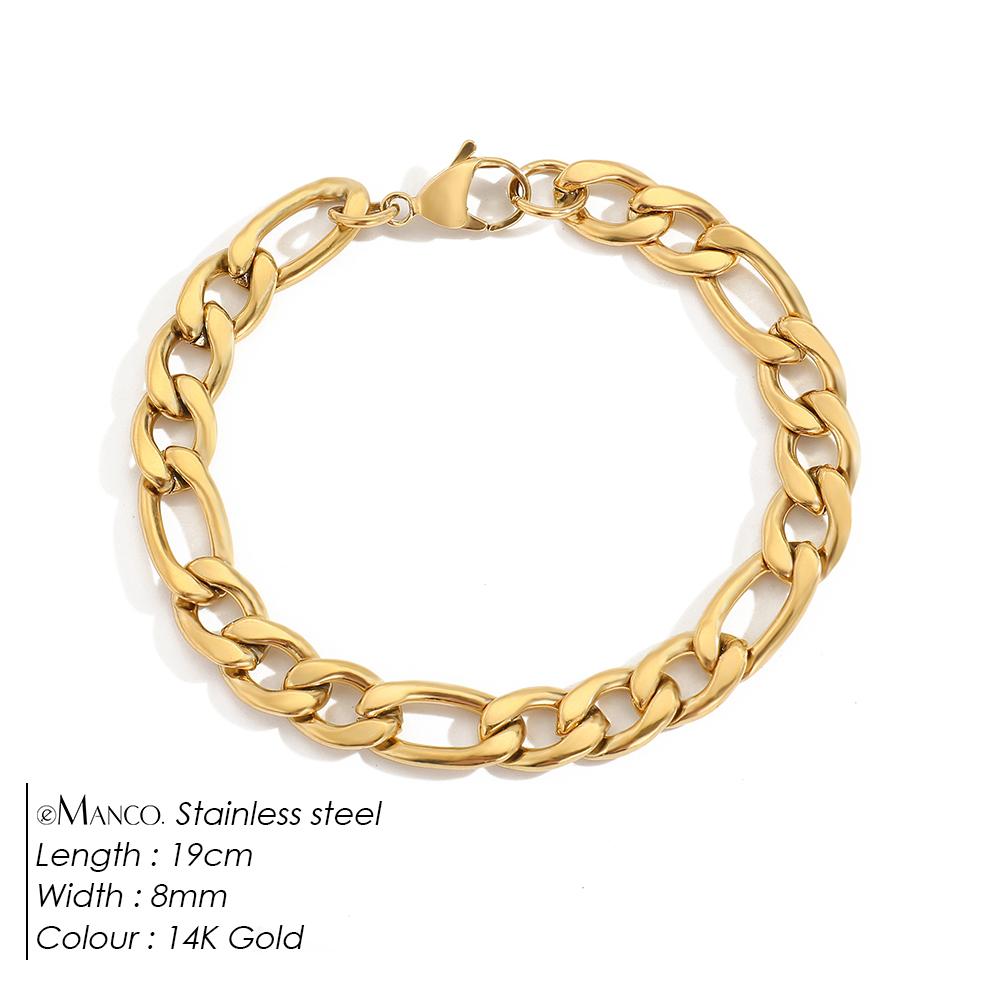 EManco Female Figaro Link Chain Stainless Steel Bracelet Gold Charm Bracelets Chain Bracelets for Women Man Gifts