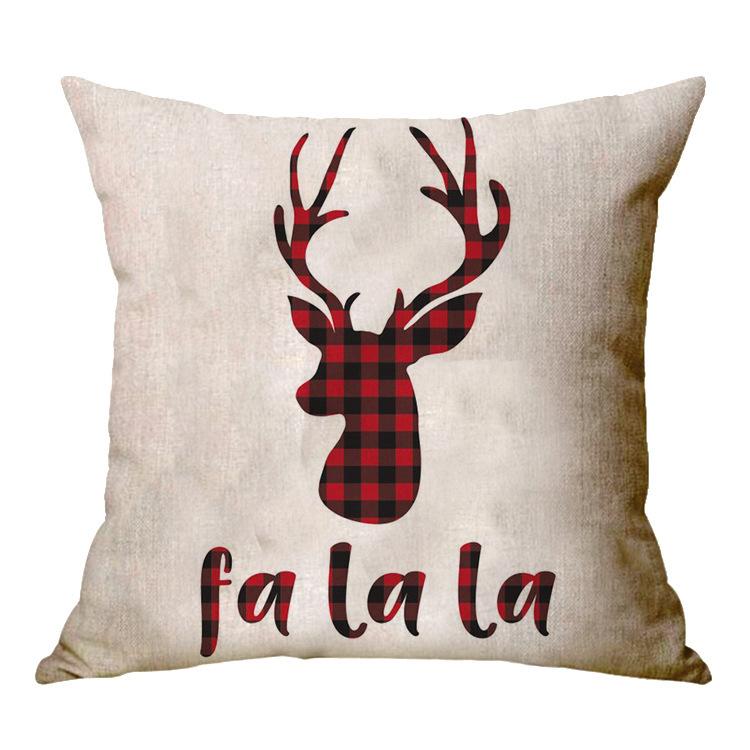 Christmas Decoration Cushion Cover Cartoon Elk Santa Cushion Cover Christmas Pillow Case Linen Decoration Pillow Home Decoration