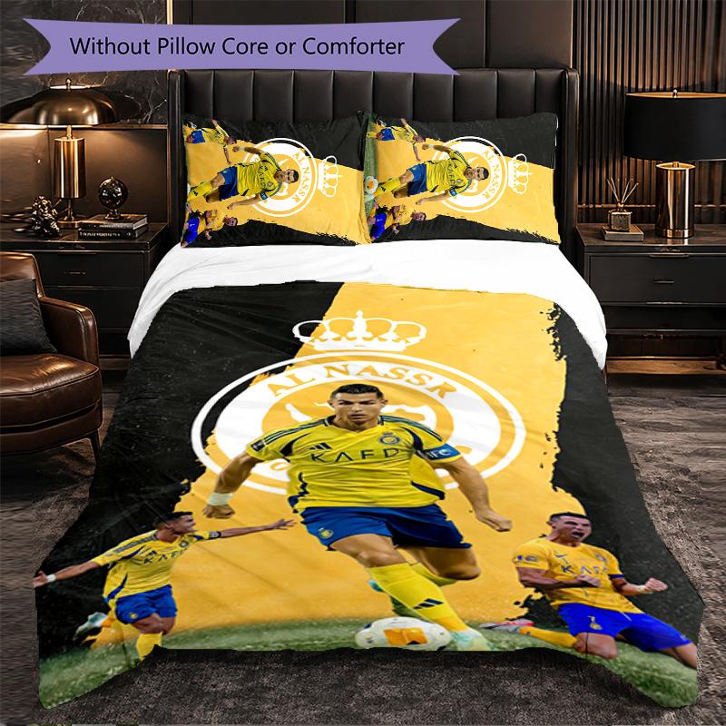 Biancheria da Letto a Tema Cristiano Ronaldo Set 3 Pezzi Copripiumino Biancheria da Letto Decorativa per Stanza Adolescenti Decorazione Casa