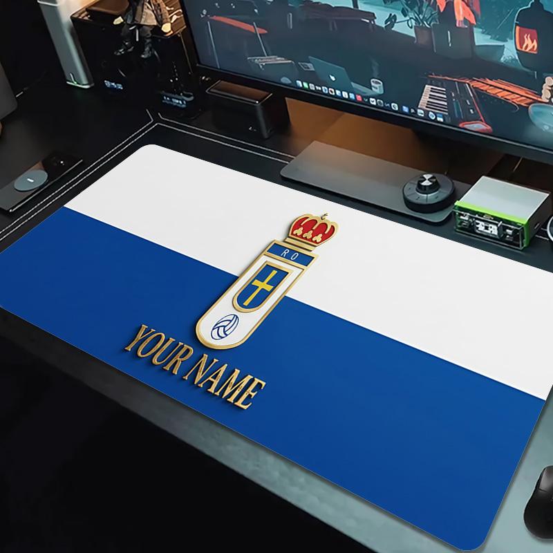 Real Oviedo Benutzerdefinierter Name Große Größe Mauspads Große Gaming-Tischunterlage Rutschfest Laptop Tablet Großes Mauspads XXL Matte Mini-PC-Spielmatte Mit Verriegeltem Rand