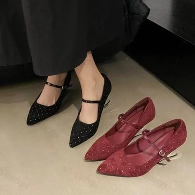2025 Summer Trend Pumps Women High Heels Wedges Elegant Mary Jane Shoes Pointed Toe Heeled Sandals Woman