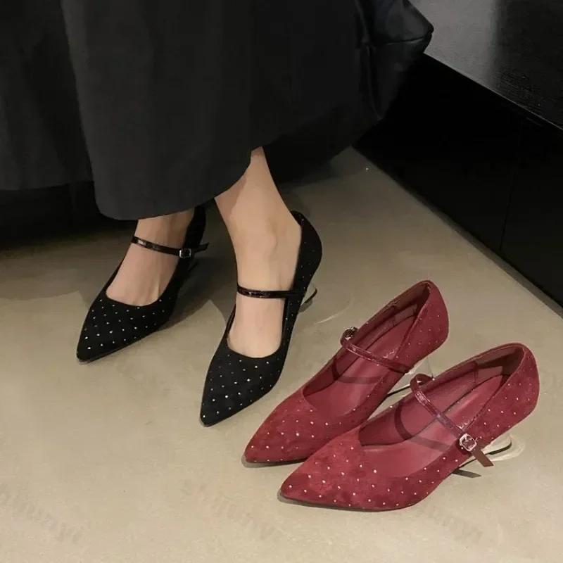 Fashion 2025 Summer Trend Pumps Women High Heels Wedges Elegant Mary Jane Shoes Pointed Toe Heeled Sandals Woman