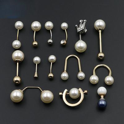 Pearl Decorative Buckle One-Word Button Cuff Pin Buckle Clothes Coat Jacket Accessories Shawl Silk Scarf Shirt Buckle