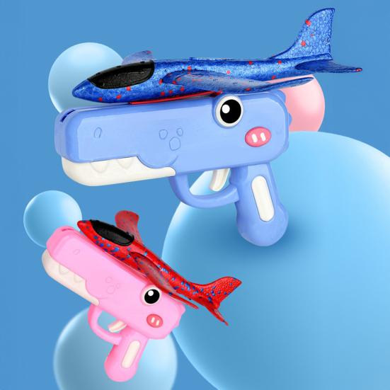 Foam Bombs Dinosaur Airplane Launcher Toy Set Soft Foam Glider Plane with Catapult Mechanism Lightweight Outdoor Flying Toy for Kids Birthday Gifts