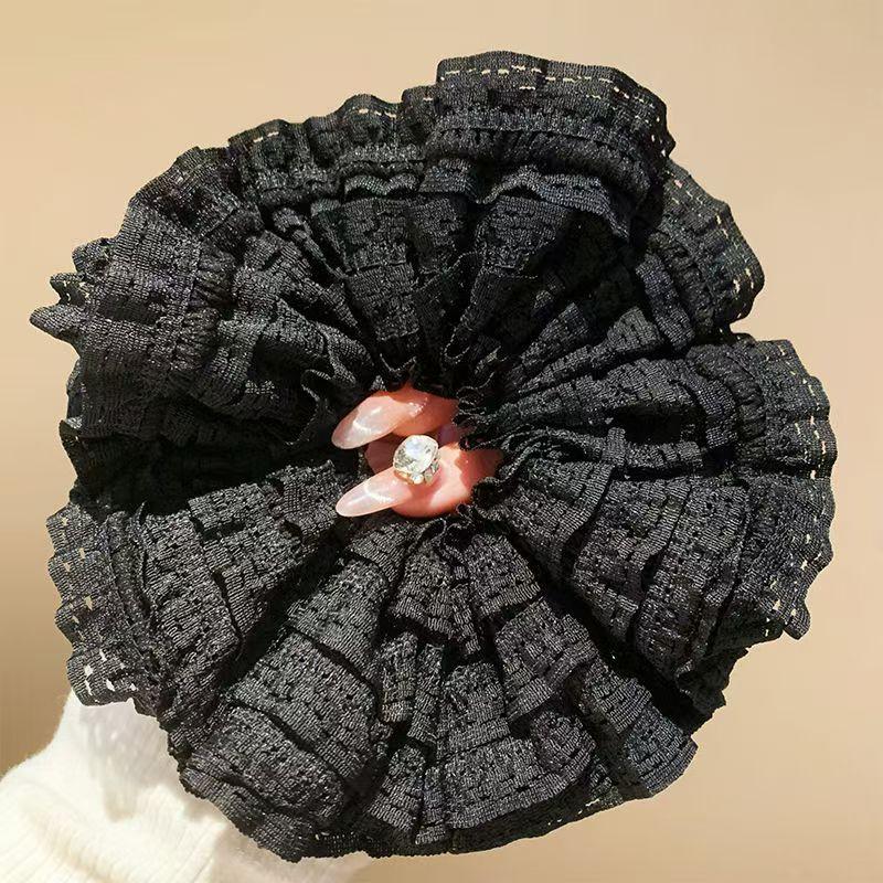 

Элегантная широкая резинка для волос из французского кружева для женщин, девочек, резинка для завязывания волос, головной убор, милое украшение для волос, аксессуар для волос чёрный