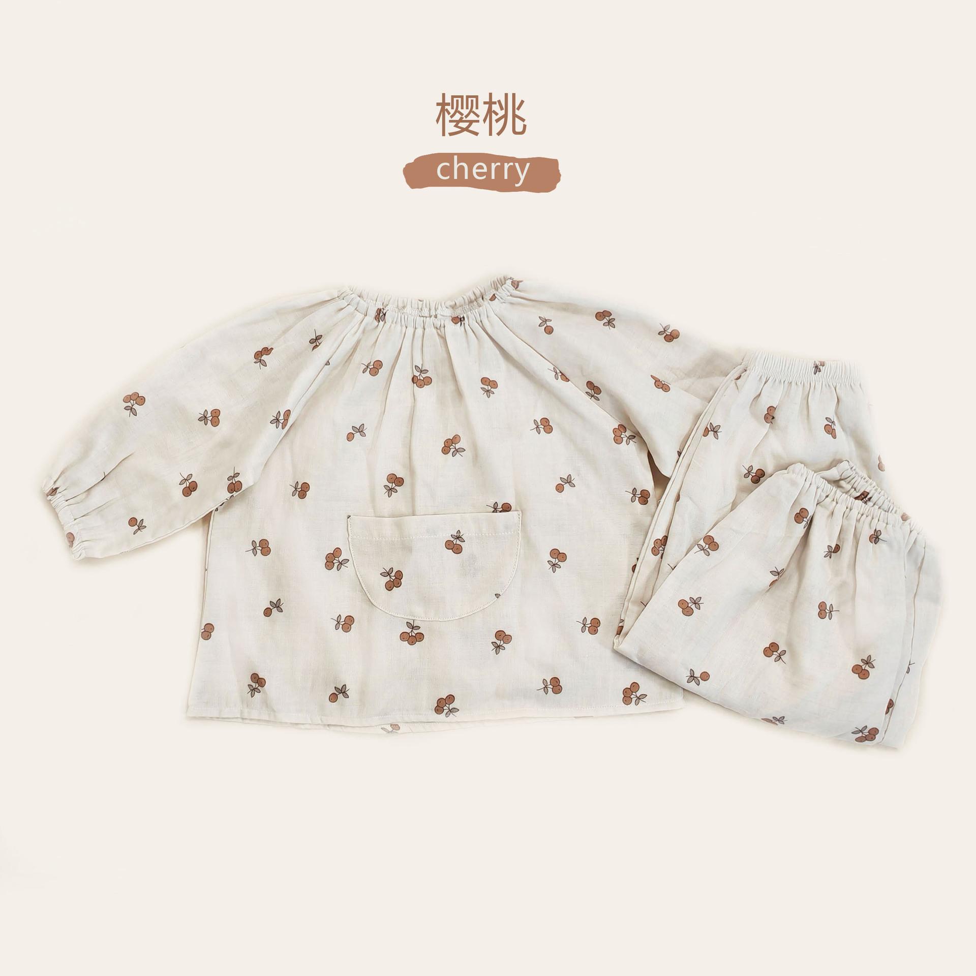 

Детский комплект для дома для девочек, младенческий дышащий комплект для кондиционированного воздуха, пижама 110cm вишня