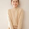 Women's Heavyweight Cashmere Jacquard Sweater - Thick Half-High Neck, Long Sleeve, Winter Knit Pullover