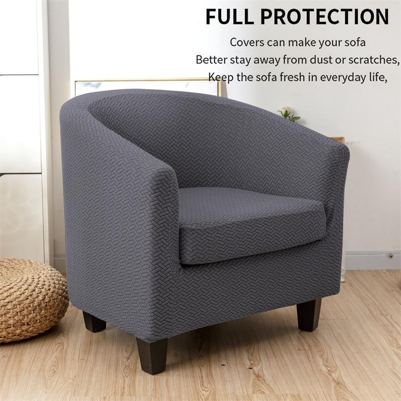 T Jacquard Stretch Tub ArmChair Cover Single Sofa Cover Club Sofa Slipcover for Living Room Couch Covers with Seat Cushion Case