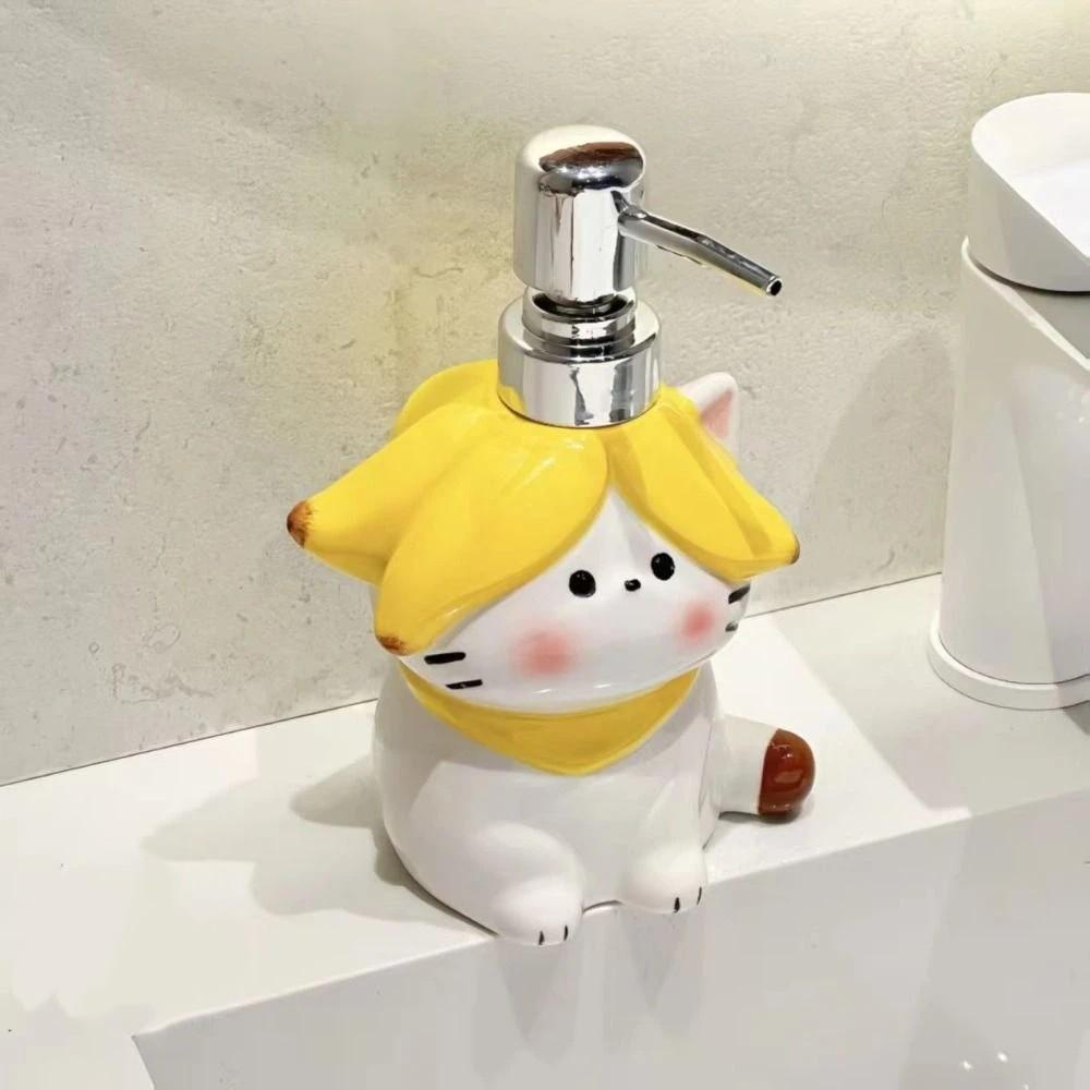 Cartoon Ceramic Soap Dispenser 370ml Cute Hand Soap Dispenser Banana Cat Lotion Bottle Shower Gel