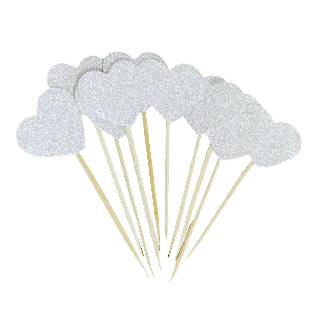 30pcs Bamboo Heart Bead Fruit Cocktail Picks Sticks Toothpick Decorations