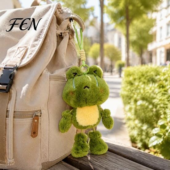 Soft Fluffy Plush Toy Funny Frog Keychain with Fragrance & Movable Limbs, Stuffed Animal Cute Bag Charm for Backpacks Keys, Decorative Hanging