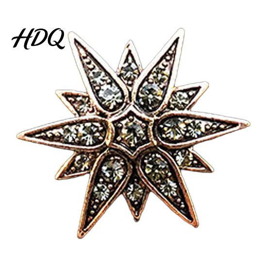 Collar Pin 1/2Pcs Double-Layered Eight-Pointed Star Lapel with Rhinestones Thickened Alloy Rhinestone