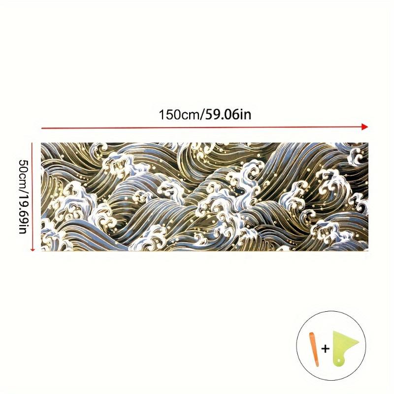 1Pcs High Grade Wear-Resistant Car Dashboard Door Panel Ceiling Decor Fabric Self-Adhesive Black Koi Fish Car Interior Sticker