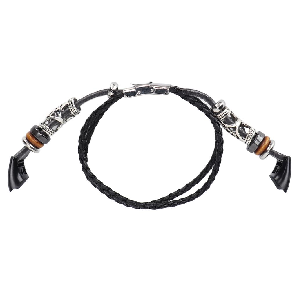 Retro Sports Watch Band Metal Beads Leather Wrist Watch Strap Replacement for 5 4