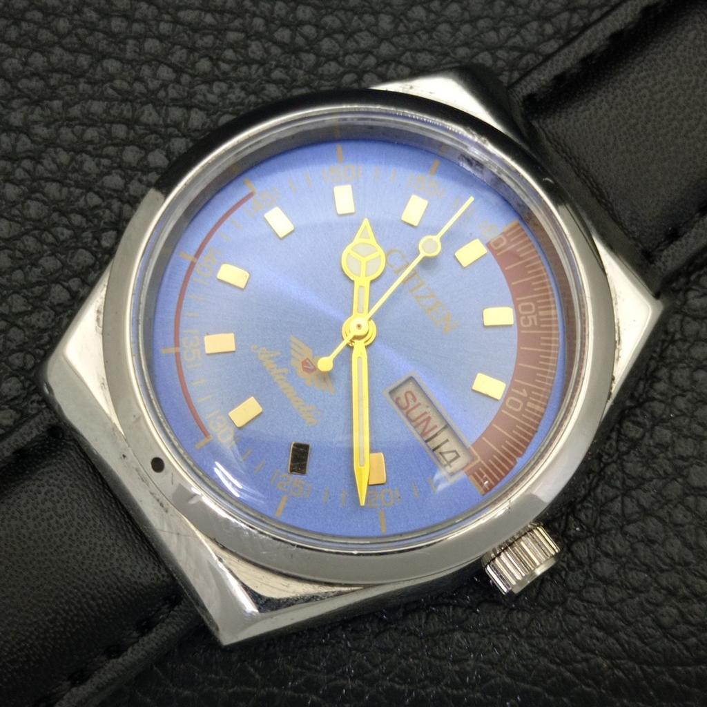 AUTOMATIC VINTAGE CITIZEN 8200 JAPAN MENS BLUE COLOR DIAL WATCH a702141-5 R208-a702141