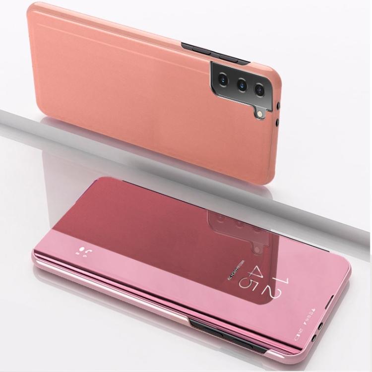 Samsung Galaxy S21 5G-hez Bevonatos Tükrös Vízszintes Flip Bőrtok Tartóval(Lila)