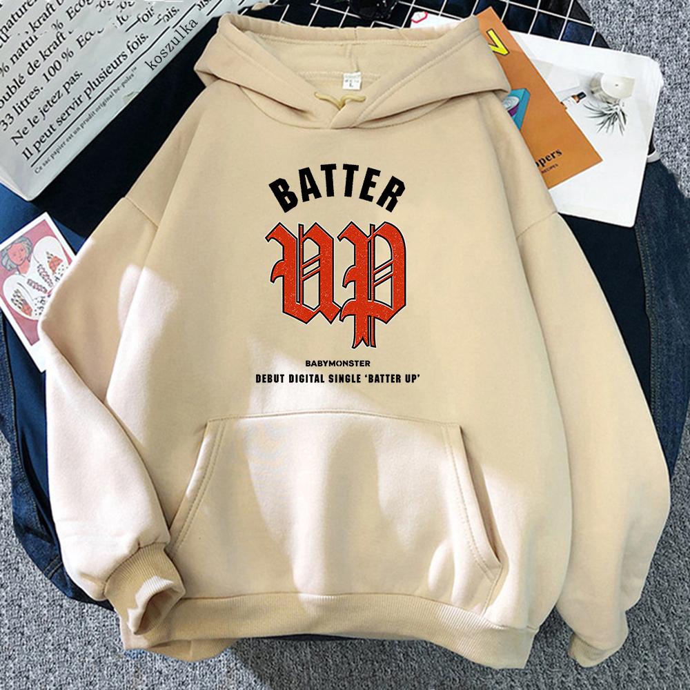 Babymonster Batter Up Hoodie 2024 Kawaii Women/men Harajuku Aesthetic Vintage Hoodies Funny Unisex Fleece Pullover Sweatshirt
